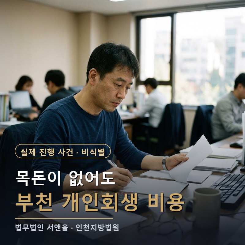 개인회생 비용이 없어서 못 한다면｜부천시 40대 회사원 개시결정 사례 — 이해를 돕기 위한 연출 이미지